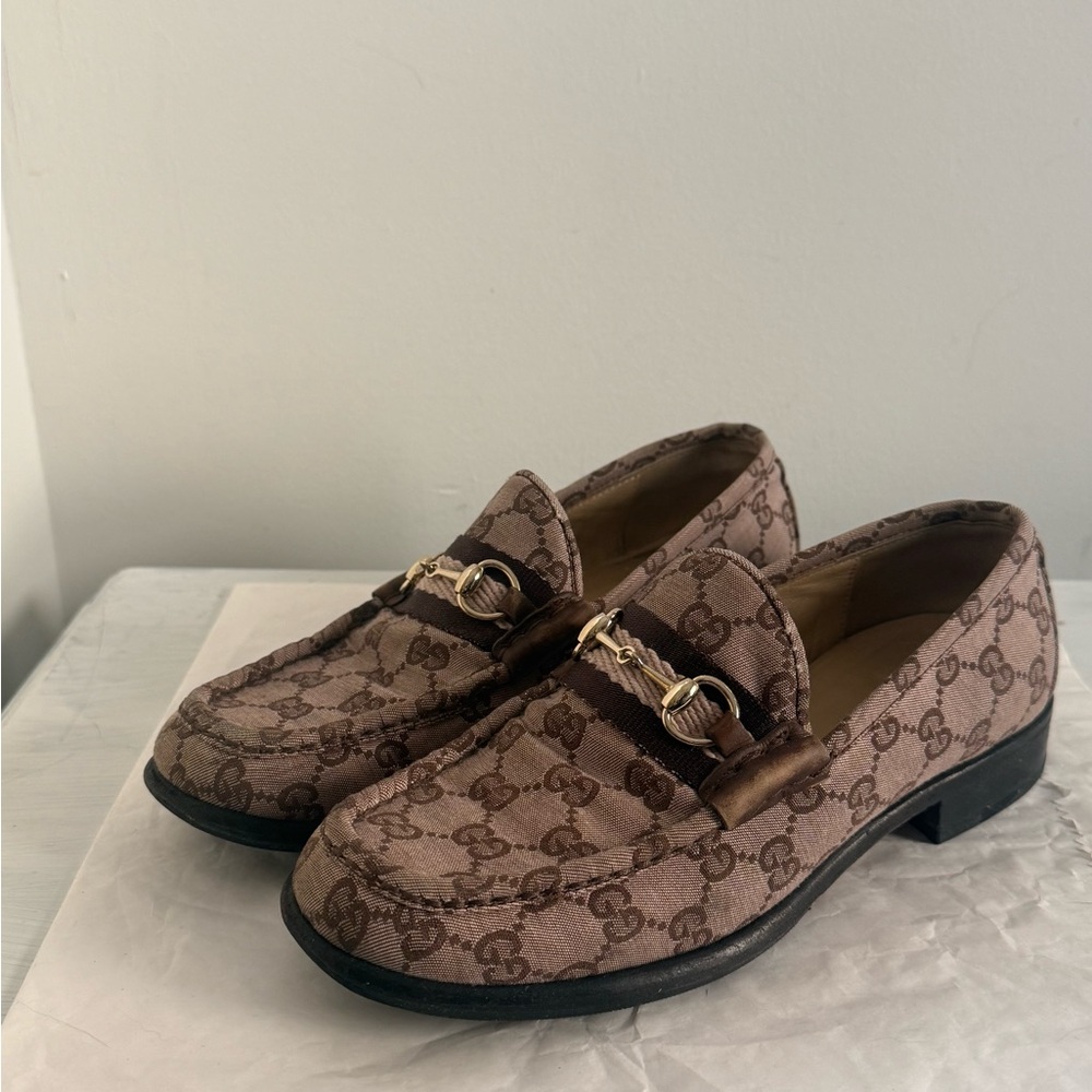 Gucci GG Supreme Monogram Canvas Horsebit Jordaan Brixton Loafers Brown 1953 7.5 - Picture 4 of 14
